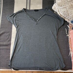 Gray Button-Detail Women's Top